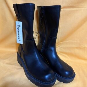 No Boundaries Sleek Black Platform Boots